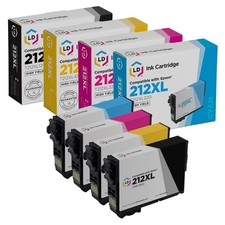 LD Reman Epson 212XL High Yield Ink: Black Cyan Magenta Yellow 4-Pack