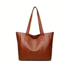 Vintage Large Tote Bag PU Leather Shoulder Handbag Work Commuter Bag Women