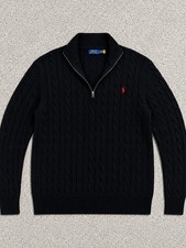 Polo Ralph Lauren Men  s Black Cable-Knit Quarter Zip - NWOT - Size XLT