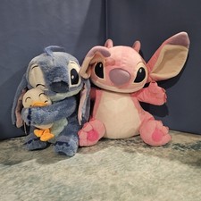 Disney Lilo  Stitch Angel Plush Bundle Pink Angel  Blue Stitch Holding Duck