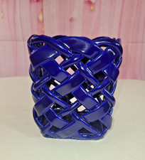 Primo Gi  Made In Italy Cobalt Blue Ceramic Woven Bread Basket 6