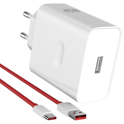 Caricatore Rapido 45W SUPERVOOC Con Cavo USB C 1m Per Realme, Oppo, Oneplus (Serie 14, 13, 12, Narzo, Reno, A, Nord)