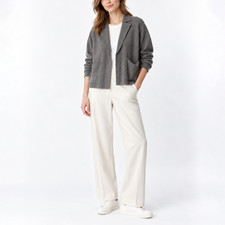 NWT Eileen Fisher Fine Felted Wool Notch Collar Cardigan in Regenerative Wool
