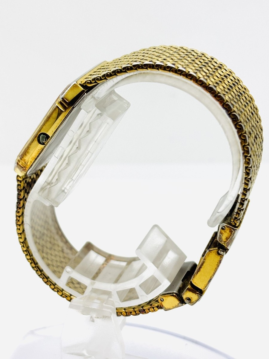 Exc+5] Seiko Dolce 9521-5210 Gold Dial 2P Diamond Quartz Men's