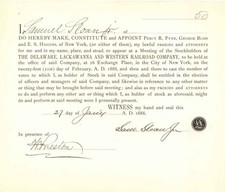 Appointment signed by Samuel Sloan Jr. - 1888 dated Autographs - Autographs of