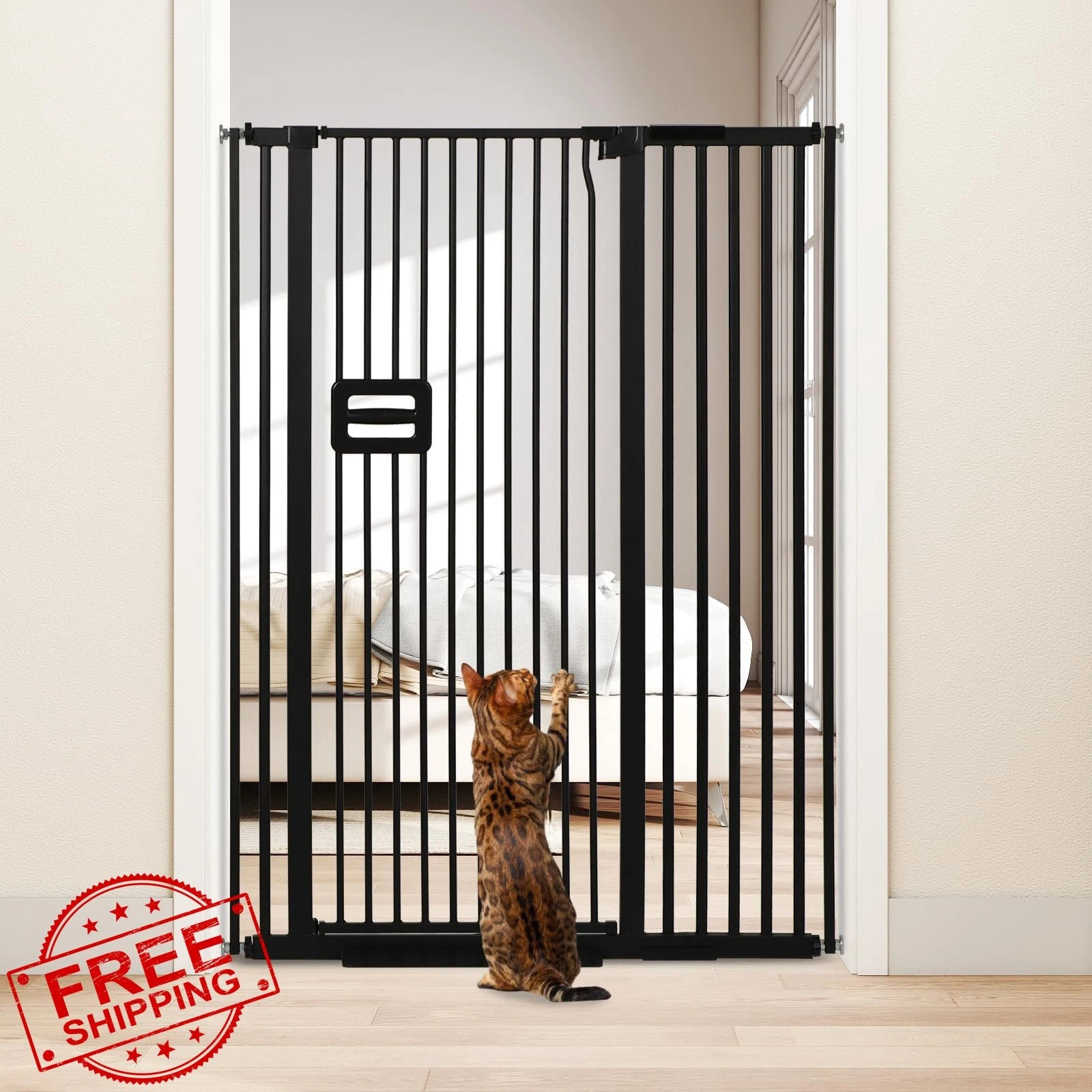 SMONTER black baby gate 55"H 38.6"-42.5"W