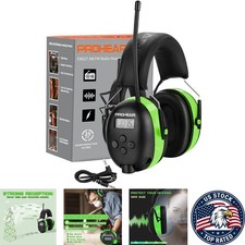 Lightweight Safety Earmuffs with AM/FM Radio and 25dB Noise Reduction - Green