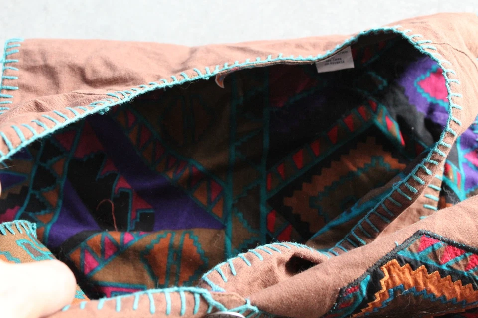 Винтажный мужской жилет Aztec большой коричневый юго-запад западное ранчо геометрическое родео 90-е - Изображение 4 из 4