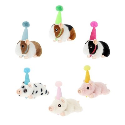 Kielspielzeug 15 cm Partyhut Schwein und Meerschweinchen Plüschtiere Kuscheltiere