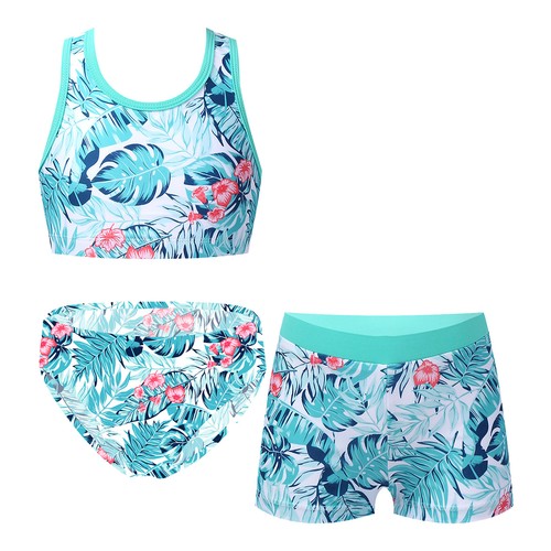 Kids Girls Swimwear Outfit Swimsuit UPF 50+ Sun Protection Bathing Suit Beach - Picture 12 of 38
