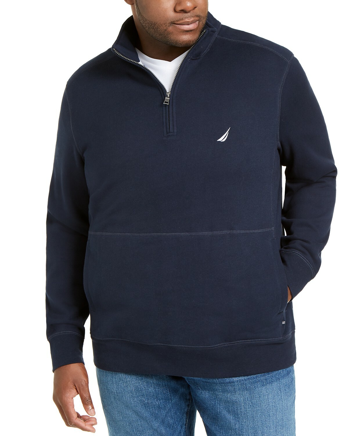 Nautica Men's Big \u0026 Tall Quarter Zip Fleece Pullover Navy, 1XL