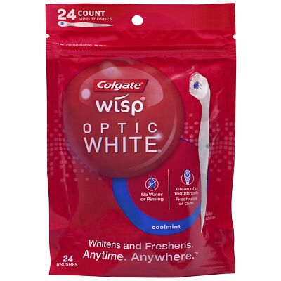 24 Count Travel Mini Toothbrushes Optic White Wisp Disposable Cool Mint