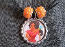Elena of Avalor Latina Princess Ribbon Bottle Cap Bling Charm Necklace Beads