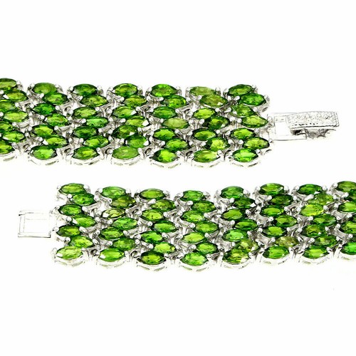 Shola Vrai Naturelle Vert Chrome Diopside Bracelet 925er Argent B133 - Bild 5 von 5