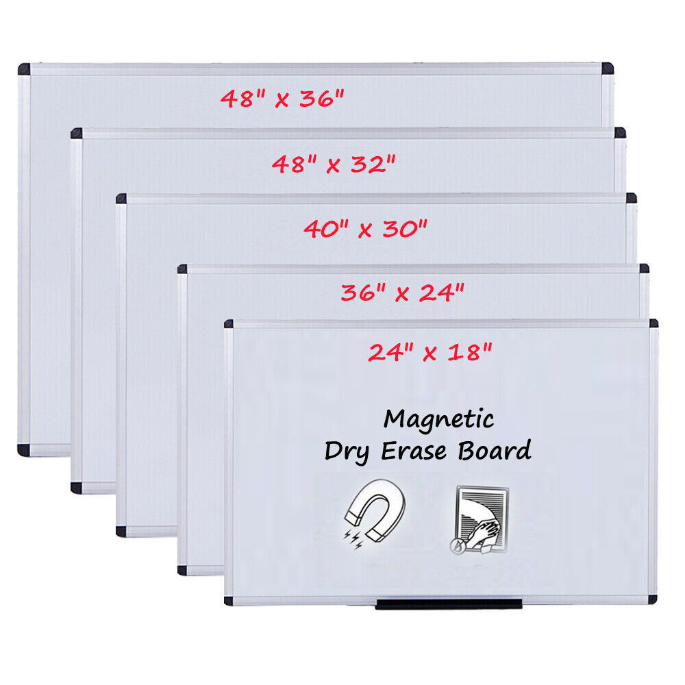 VIZ-PRO Magnetic Dry Erase Board White Board 48 x 32 Aluminium Frame