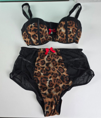 NWOT Parfait Affinitas 34D US Charlotte Padded Bra High Waist Panty Set Leopard