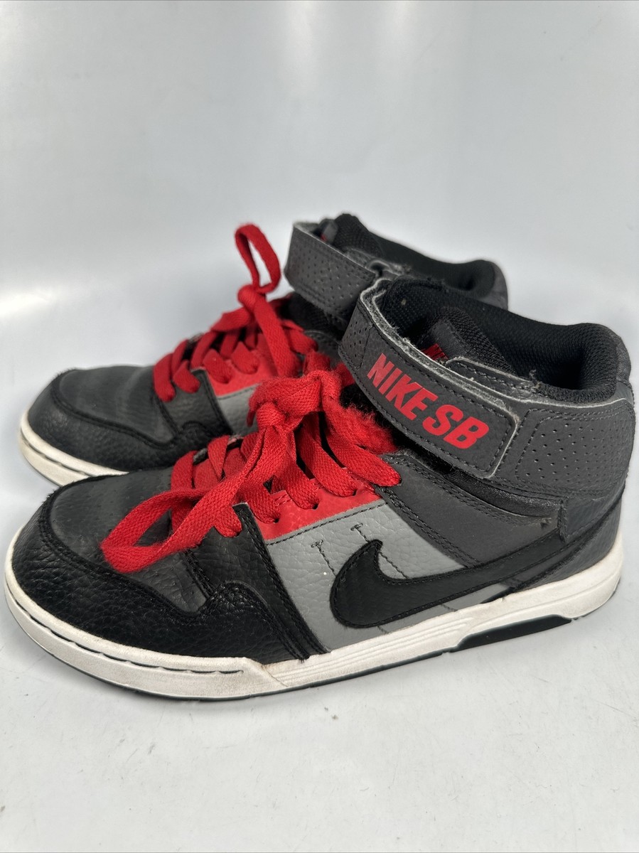 Nike Dunk Mid Pro Sb Leather Black/Grey/Red 645025-002 4Y
