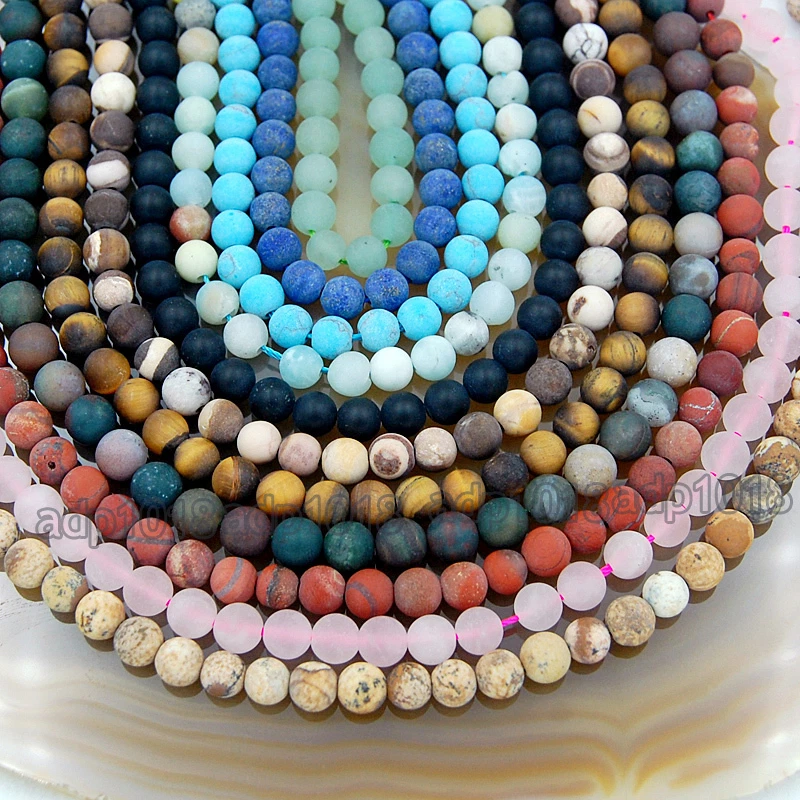 Wholesale Natural Matte Gemstone Round Spacer Loose Beads 4mm 6mm 8mm 10mm 12mm - Image 2 of 3