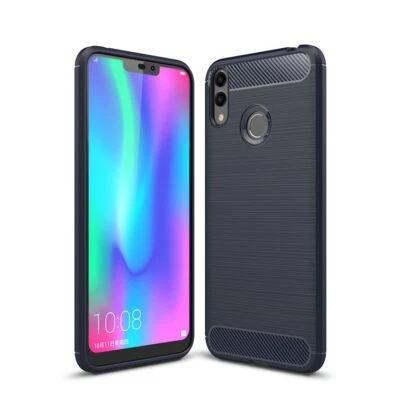 Handyhülle Schutz Case für Huawei Honor 8C Cover Bumper Carbon Optik Etuis Blau - Bild 1 von 4