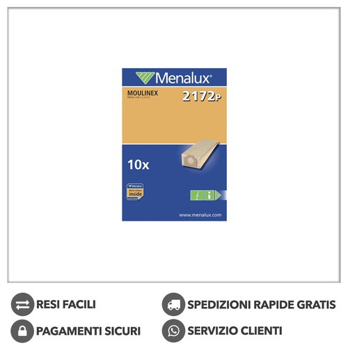 10 Sacchetti carta Menalux 2172P scopa elettrica Moulinex Fidelio 900196830  | eBay