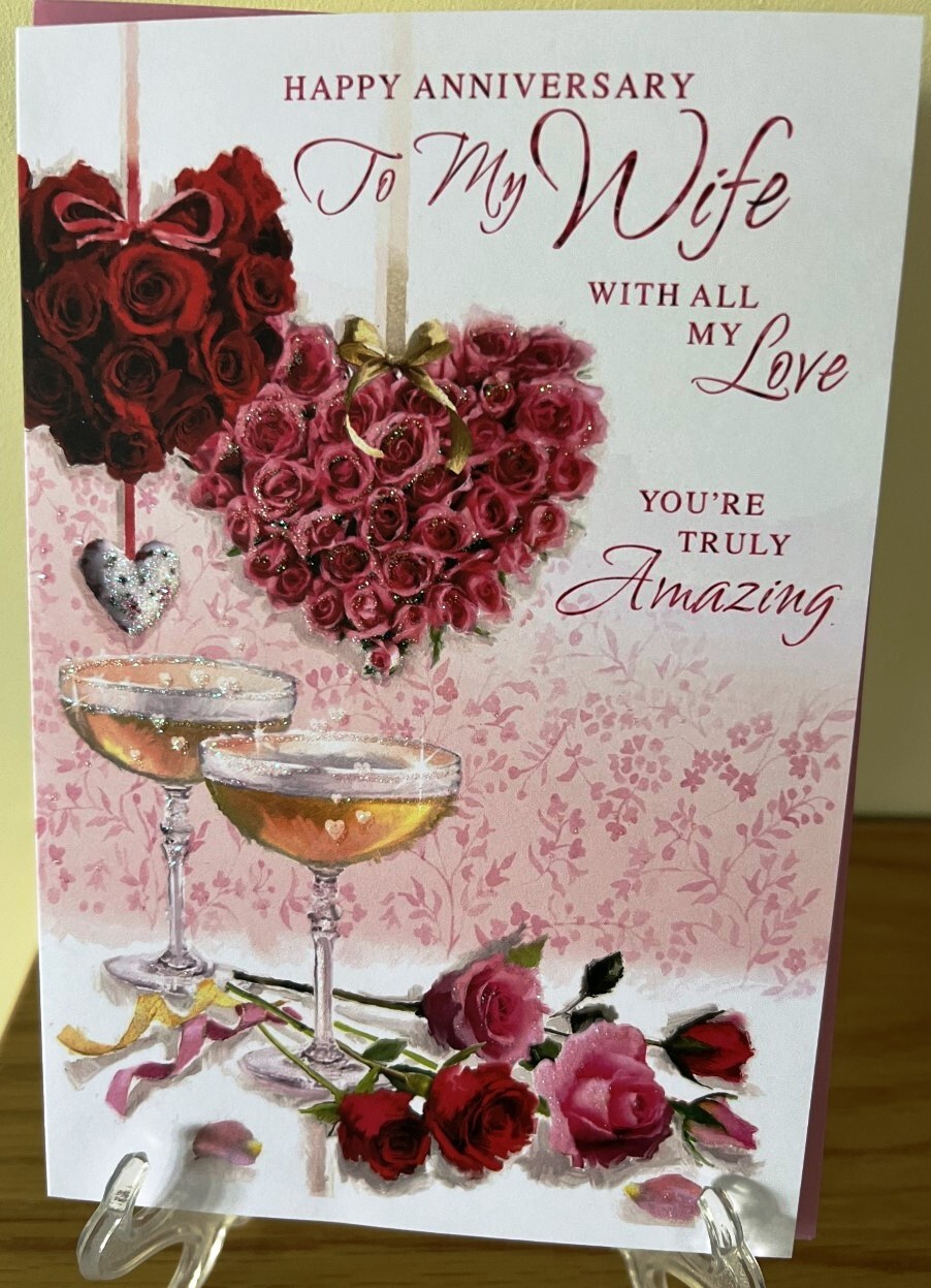 Happy Anniversary To My Wife Card Foil Finish Female 5.2"" x 7.5""