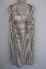 J McLaughlin Dress 10 Brown Stretch Gingham Sleeveless V-Neck Sheath Vacation