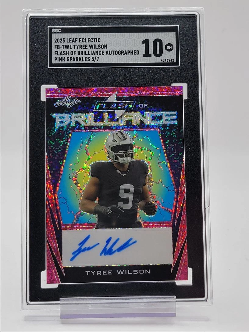 Tyree Wilson Leaf Eclectic Flash of Brilliance Autographs #FBTW1 Silver Metalized Sparkles