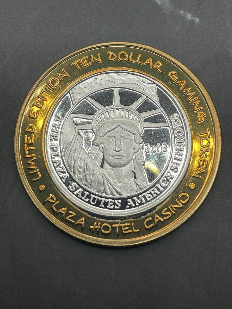 2002 Plaza Hotel/ Casino $10 .999 Silver Casino Token #267