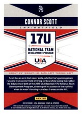 2019 Panini Stars & Stripes USA Baseball #75 Connor Scott Base Longevity