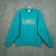 VINTAGE Miami Dolphins Sweatshirt Mens L Large Green Pro Player Fleece Football