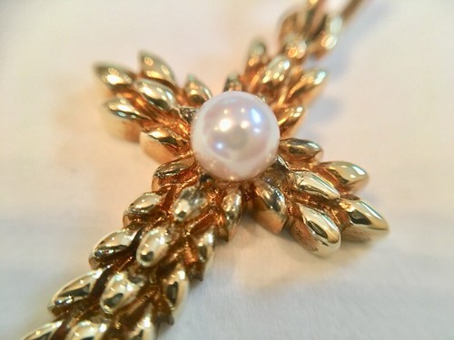 Authentic Tiffany & Co. 18K Gold 750 Pearl Cross Pendant Charm Top Rare Vintage - Bild 3 von 8