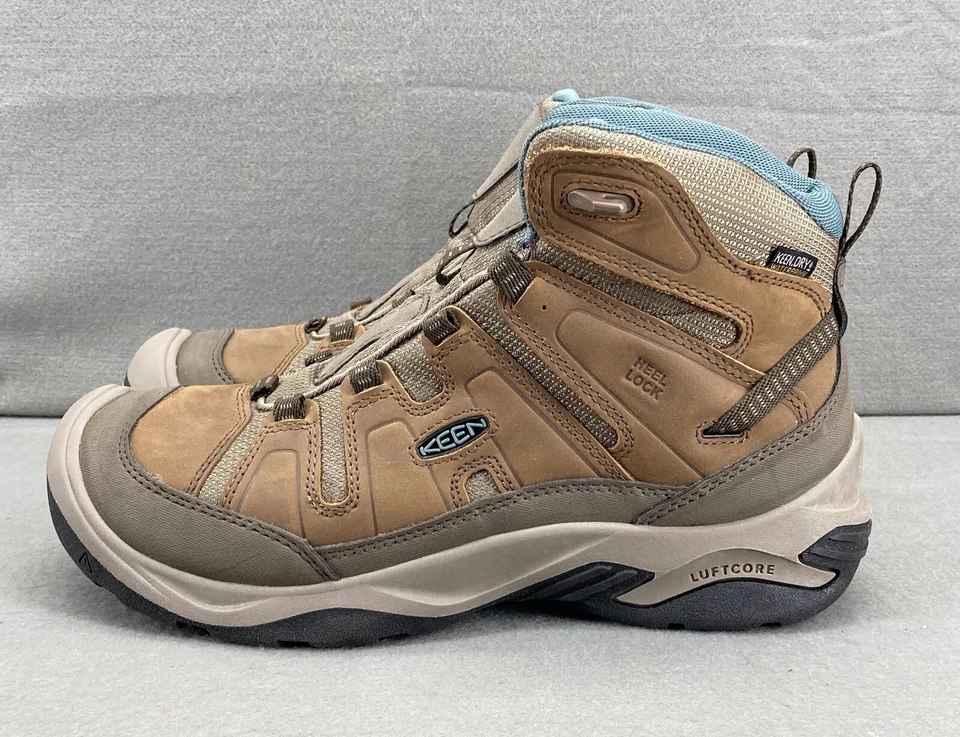 Keen Circadia halbhohe wasserdichte Damen-Wanderstiefel Größe 9,5 OHNE SCHNÜRSENKEL