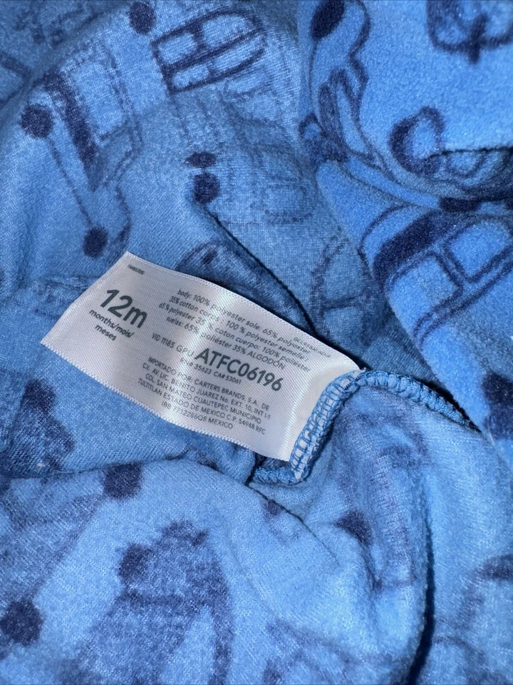 Pijama Carter's Azul Polar Coche Vehículo Patas Cremallera Completa Foto 4 de 4