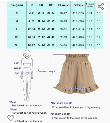 Zexxxy Women's Ruffle Hem Shorts Pleated Elastic Waist Casual Short Pants - Picture 5 of 5