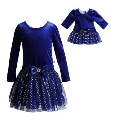 "Dollie & Me" Blue Glitter & Gems Dress 18" & Doll Dress ~Girls Sz 4 XS  Holiday | eBay