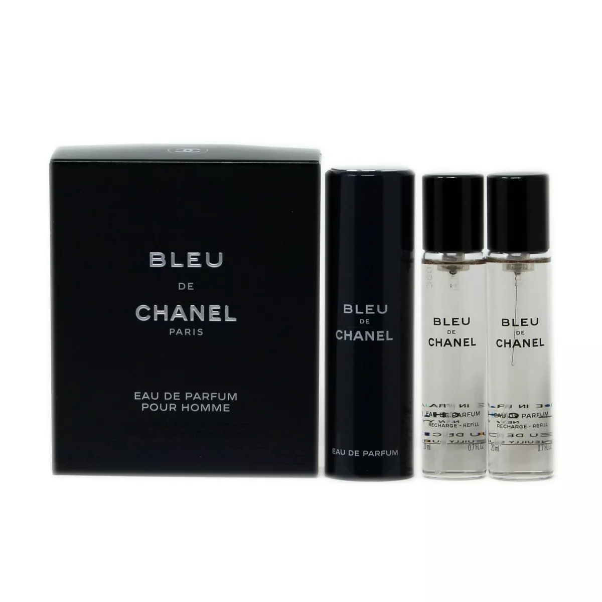 CHANEL BLEU DE CHANEL POUR HOMME EAU DE PARFUM TRAVEL SPRAY & TWO  REFILLS 3x20ML