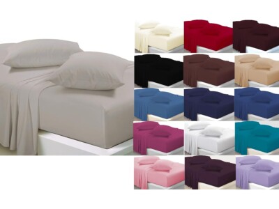 Extra tiefe Spannbettlaken & Kissenbezüge Polycotton pflegeleicht weich bügelfrei 40CM