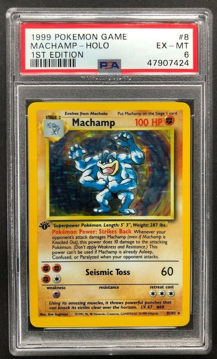 1999 Pokemon Game Machamp Holo PSA 6 First 1st Edition 8/102 Base