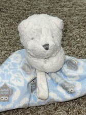 Blankets Beyond Blue White Bear Owl Lovey Security Blanket Pacifier Holder