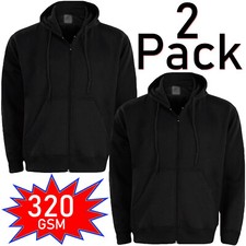 Mens Zipper Hoodie Zip up hoody Hooded Sweatshirt Jumper Fleece Jacket Multipack