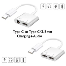 Charger and Headphone 2 in 1 USB Type C to 3.5mm Aux Audio Cable Cord Adapter
