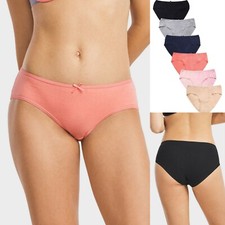 6 Pack Women's Soft Cotton Stretch Fabric Mid Rise Panties Underwear LP1703CK