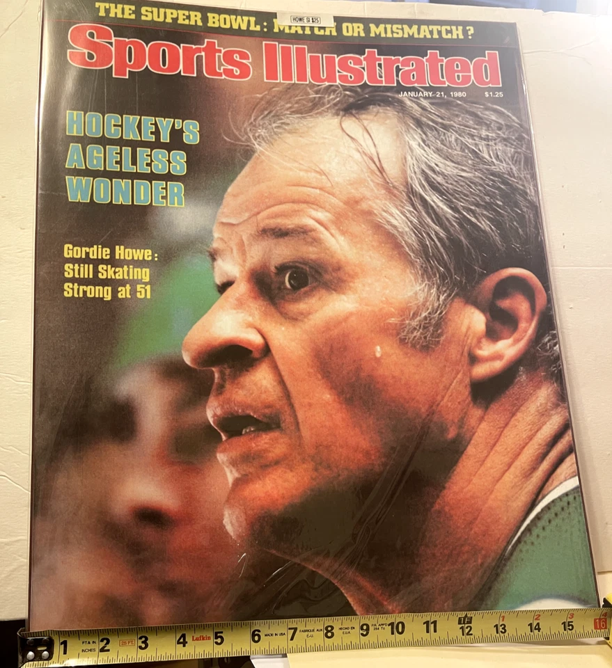 PÓSTER DE PORTADA ILUSTRADO DEPORTIVO GRANDE RARO TAMAÑO 20 X 16" - GORDIE HOWE 1980 Foto 4 de 4