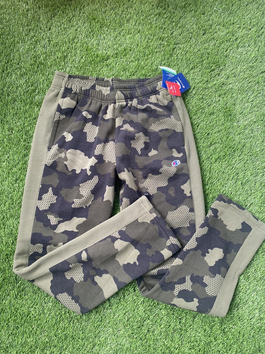 CHAMPION MENS AOP HERITAGE FLEECE MESH CAMO SWEATPANTS SIZE SMALL NWT