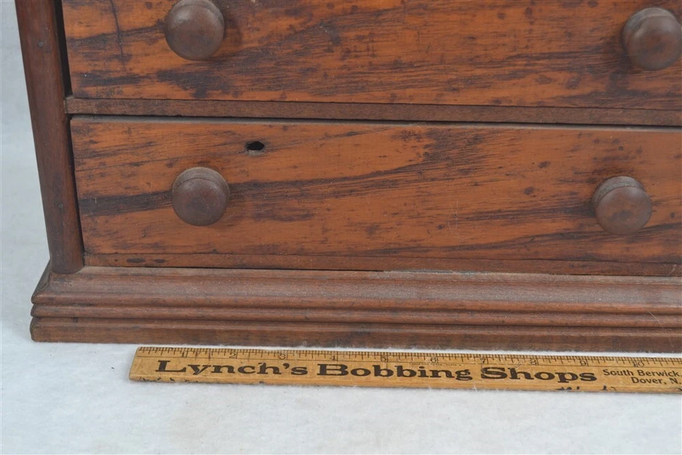 antiguo cofre oficina vendedor muestra muñeca 3 dibujos 14x12x8 madera 1890 original Foto 3 de 4