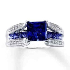White Gold Plated Lab Created Sapphire Engagement Solitaire Wedding Promise Ring
