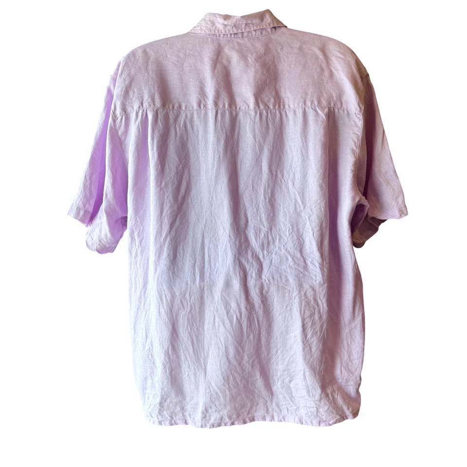 Alan Flusser Linen Button Up Short Sleeve Casual Shirt Mens XL Resort Vacation - Image 3 of 4