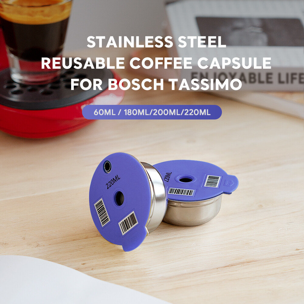 60ML/180ML/200ML Refillable Coffee Capsule Body Cup Lid Filter Box for Tassimo