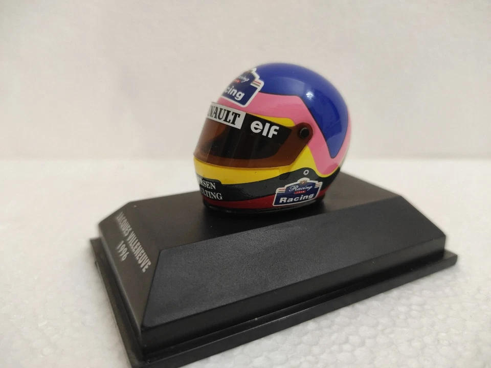 MINI CASCO FORMULA 1 HELMET JACQUES VILLENEUVE 1996 F1 SCALA 1:8 RENAULT ELF - Immagine 2 di 4