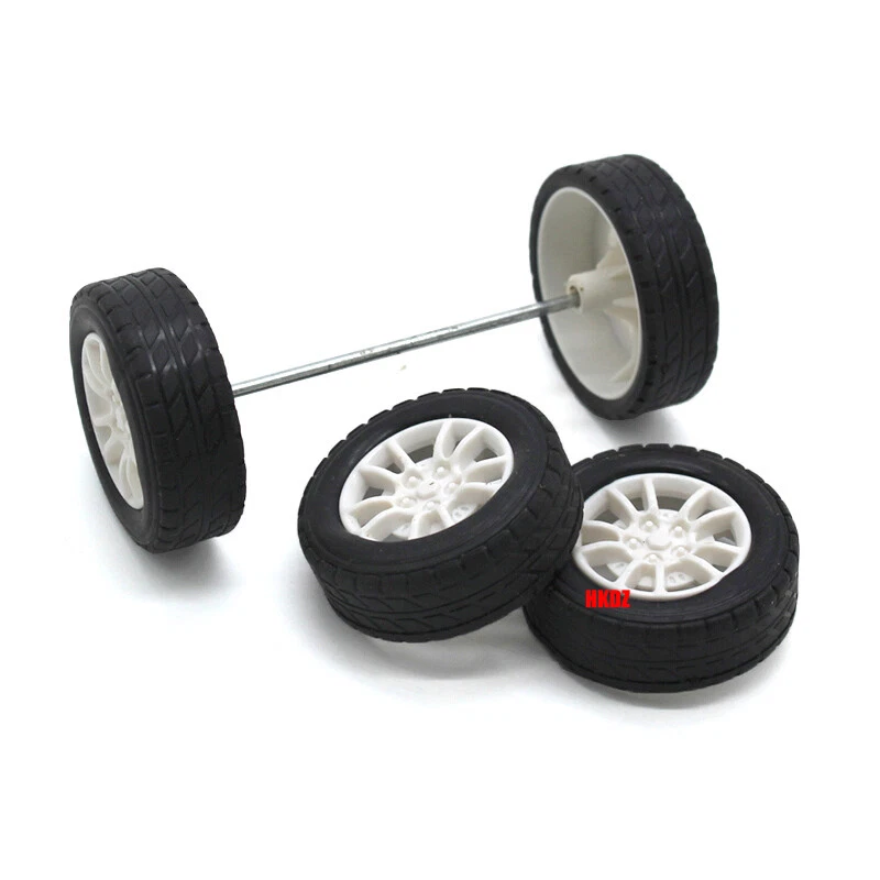 30mm/38mm Räder Gummi Reifen Kunststoff Radnaben RC Modellbau Fahrzeug DIY 1:20 - Bild 3 von 4